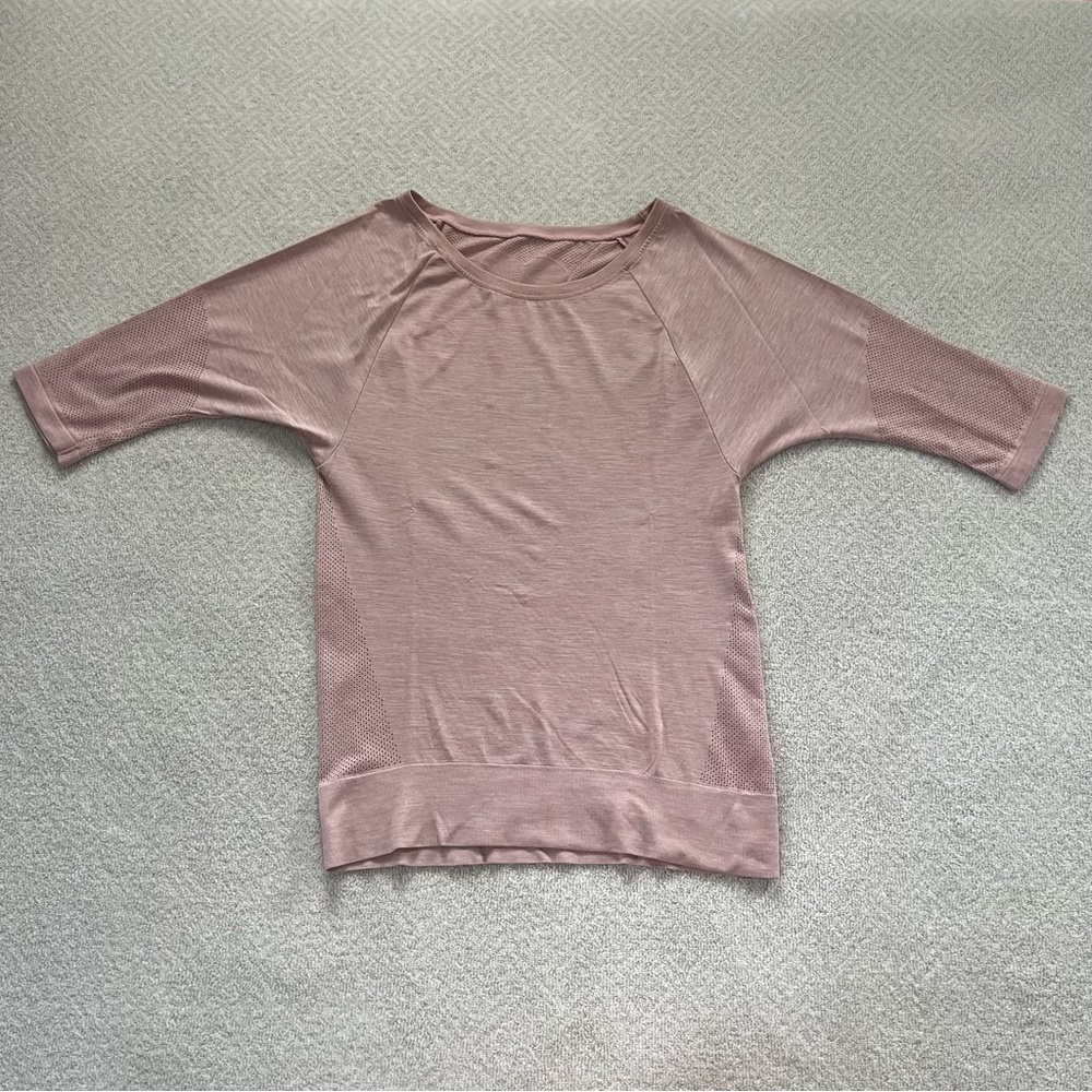 Sweaty Betty Dharana 3/4 Sleeve Top in Mauve Pink - Picture 2 of 5